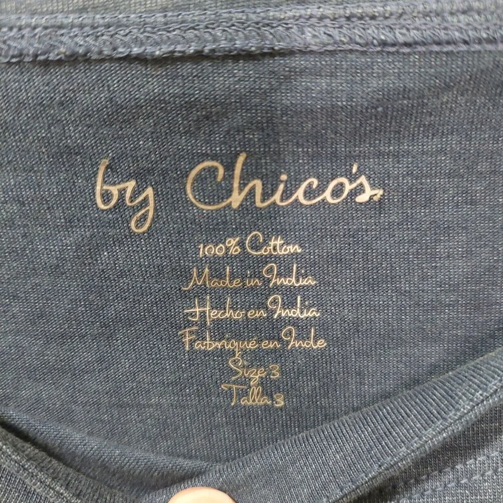 Chicos Women's Top Size 3 (XL/16) Blue~Rope Tie~ Nautical~Fringe~Boho Beachy - Picture 4 of 13